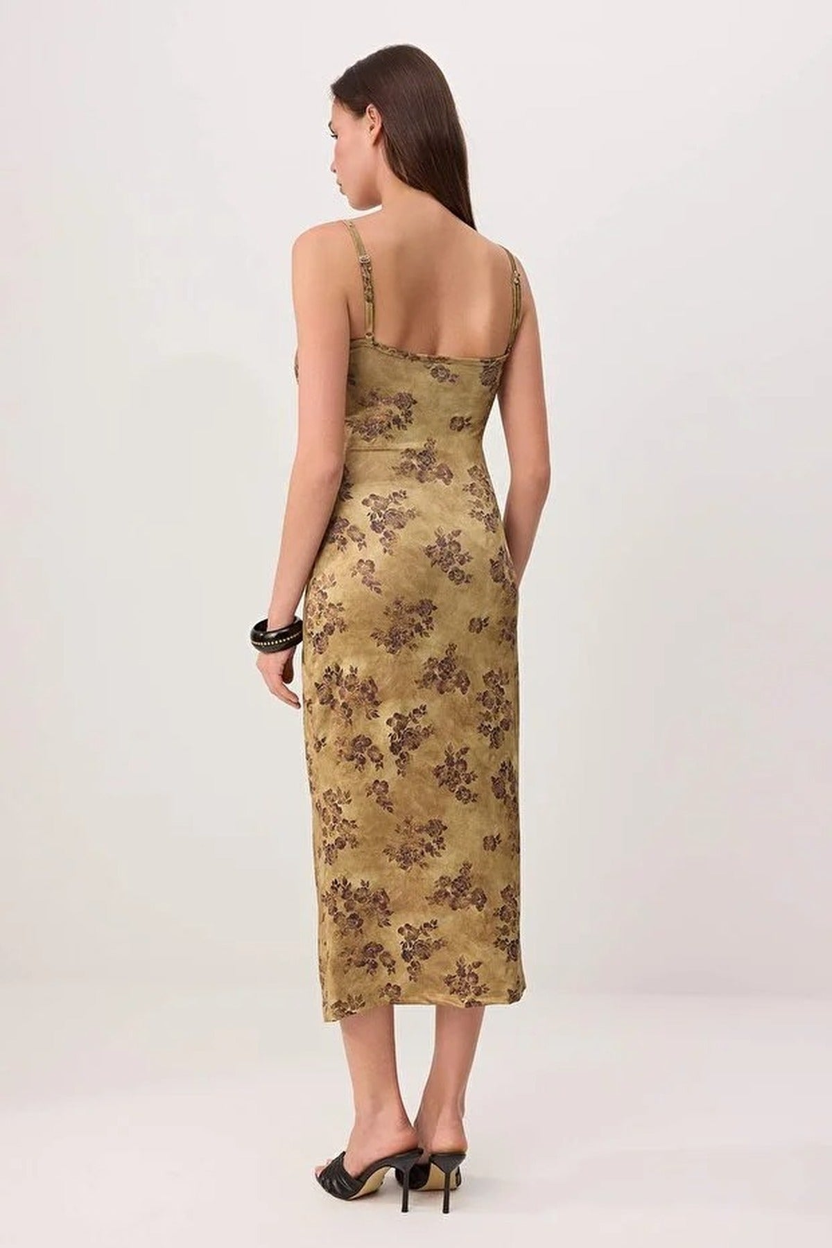 Floral Bodycon Square Neck Sleeveless Knitted Dress