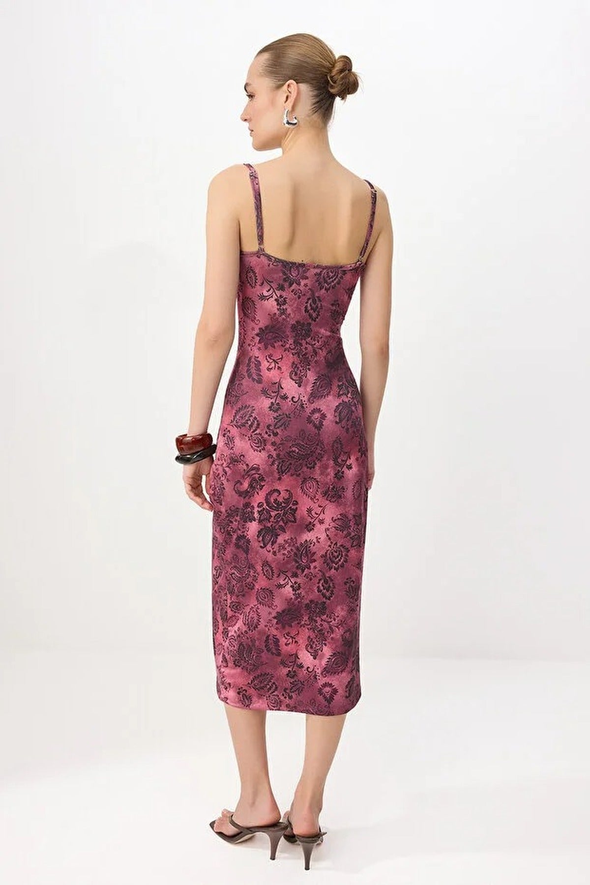 Floral Bodycon Square Neck Sleeveless Knitted Dress