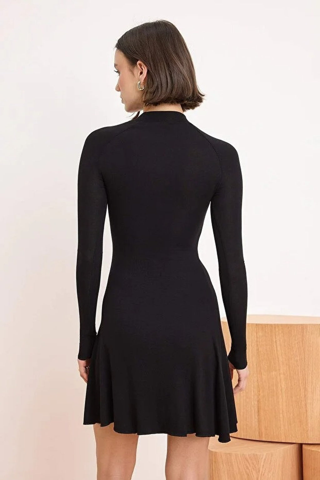 Long-Sleeved Mini Soft Knit Dress