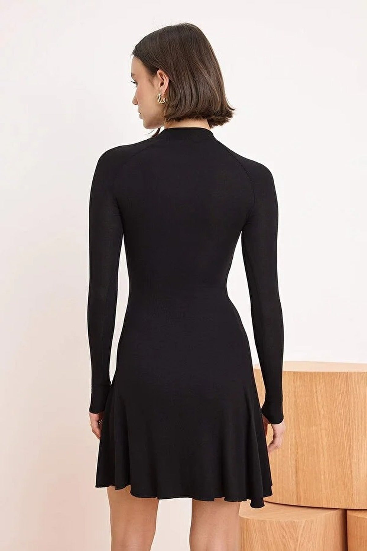 Long-Sleeved Mini Soft Knit Dress