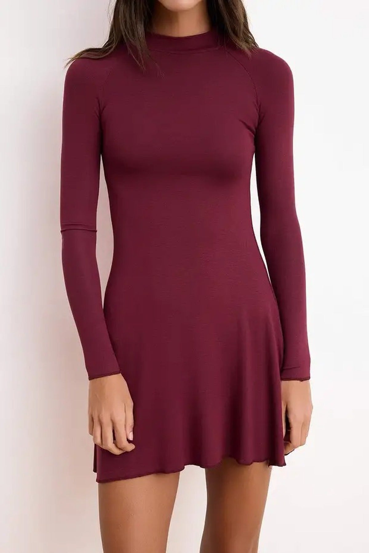 Long-Sleeved Mini Soft Knit Dress