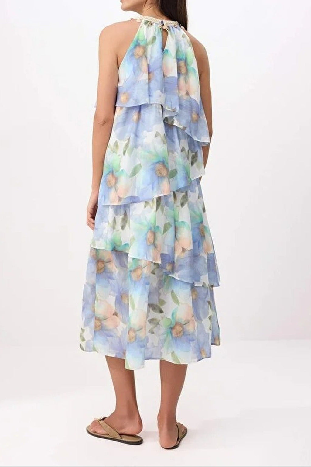 Patterned Maxi Woven Dress with Seashell Accessories