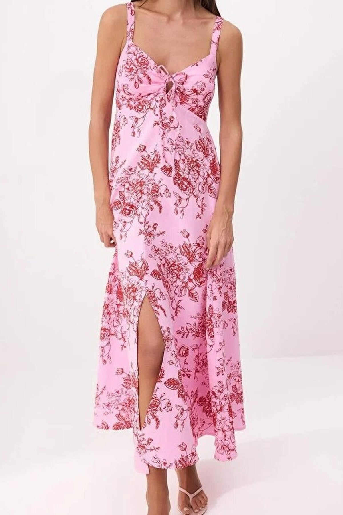 Floral Linen-Look Woven Dress
