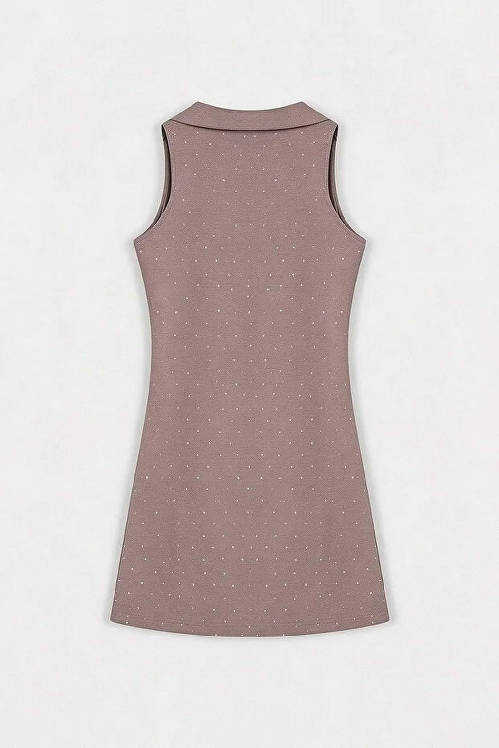 Polo Collar Mini Knitted Dress with Accessory Details