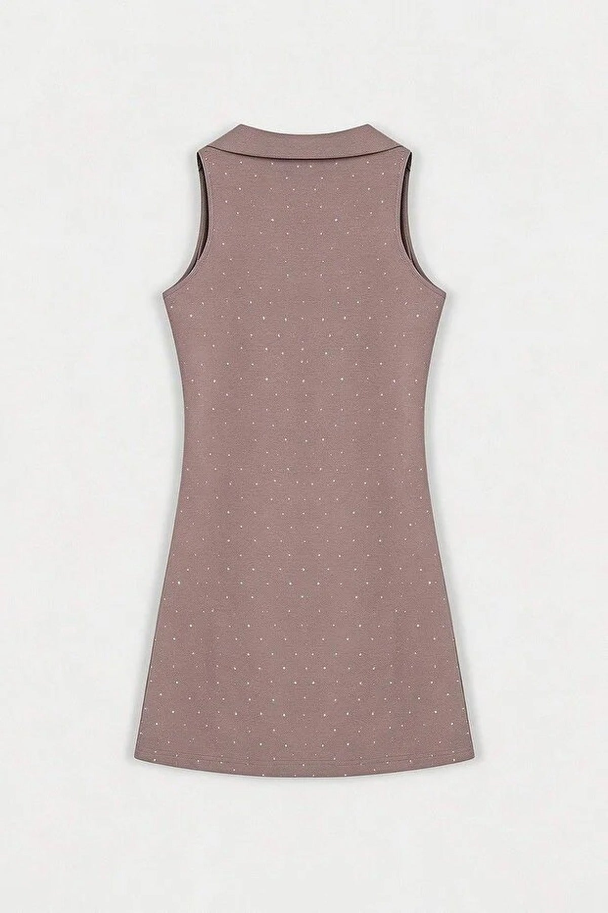 Polo Collar Mini Knitted Dress with Accessory Details