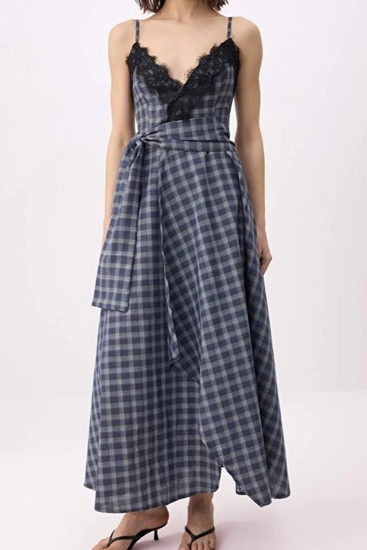 Checkered Midi Woven Dress