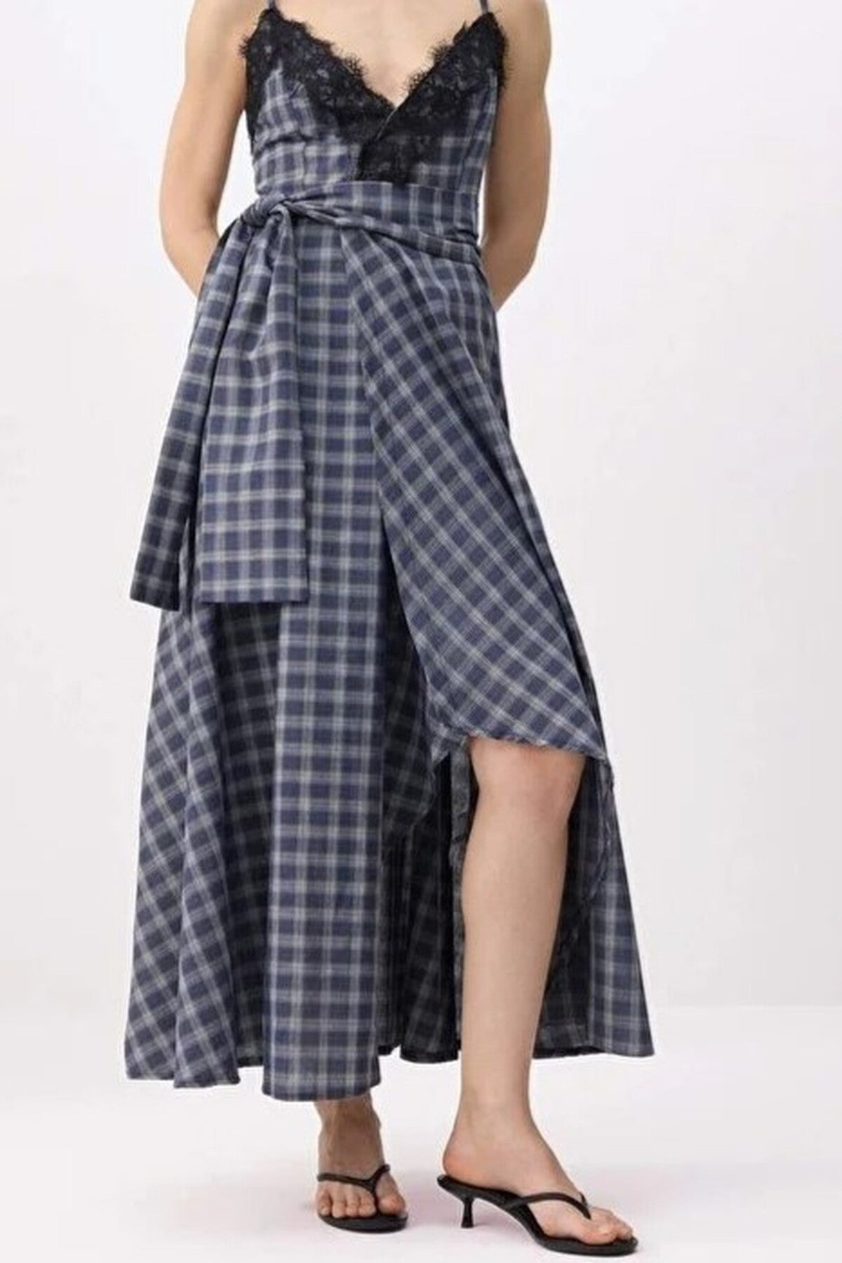 Checkered Midi Woven Dress