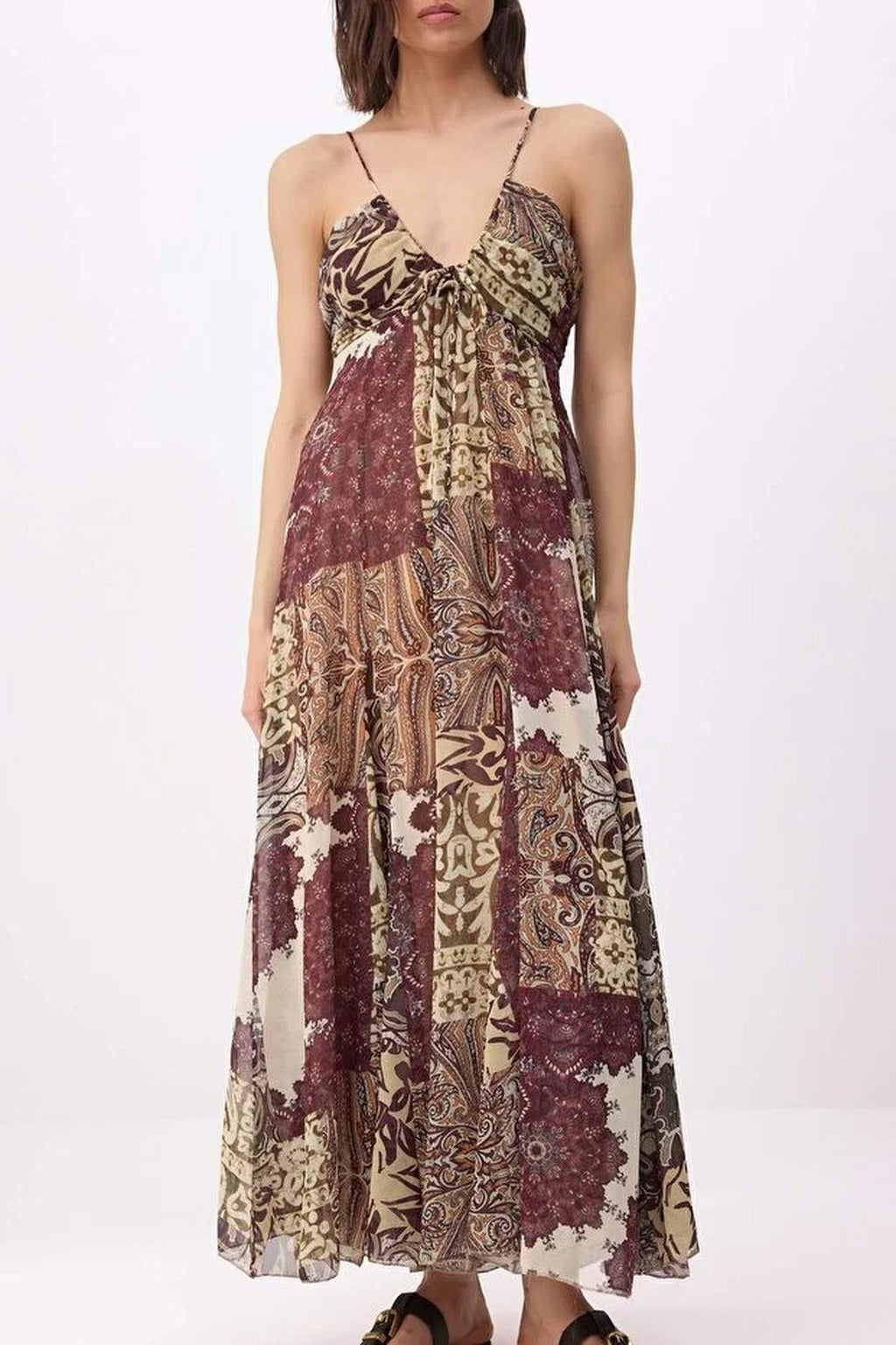 Abstract Pattern Maxi Woven Dress
