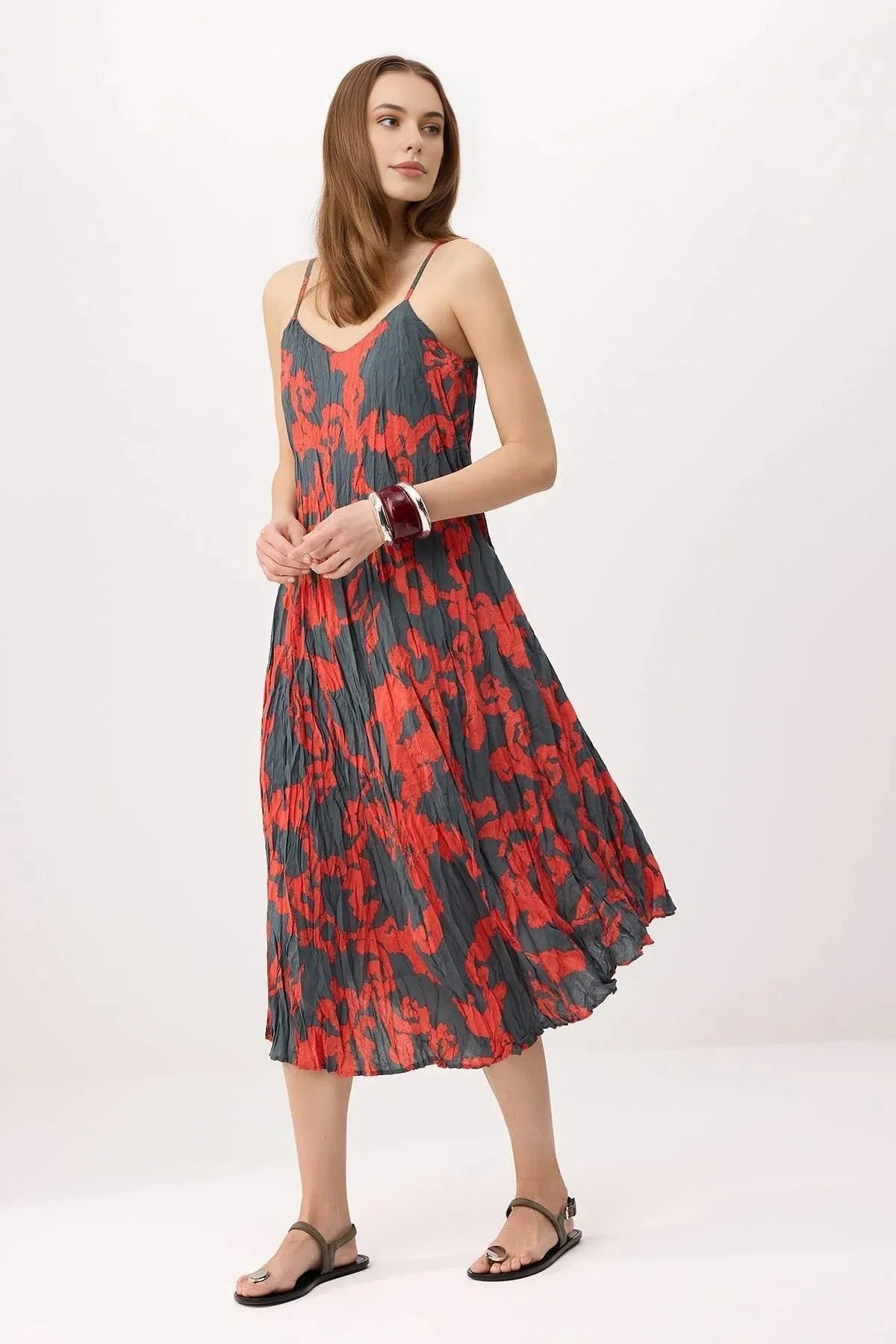 Strappy Floral Print Midi Dress