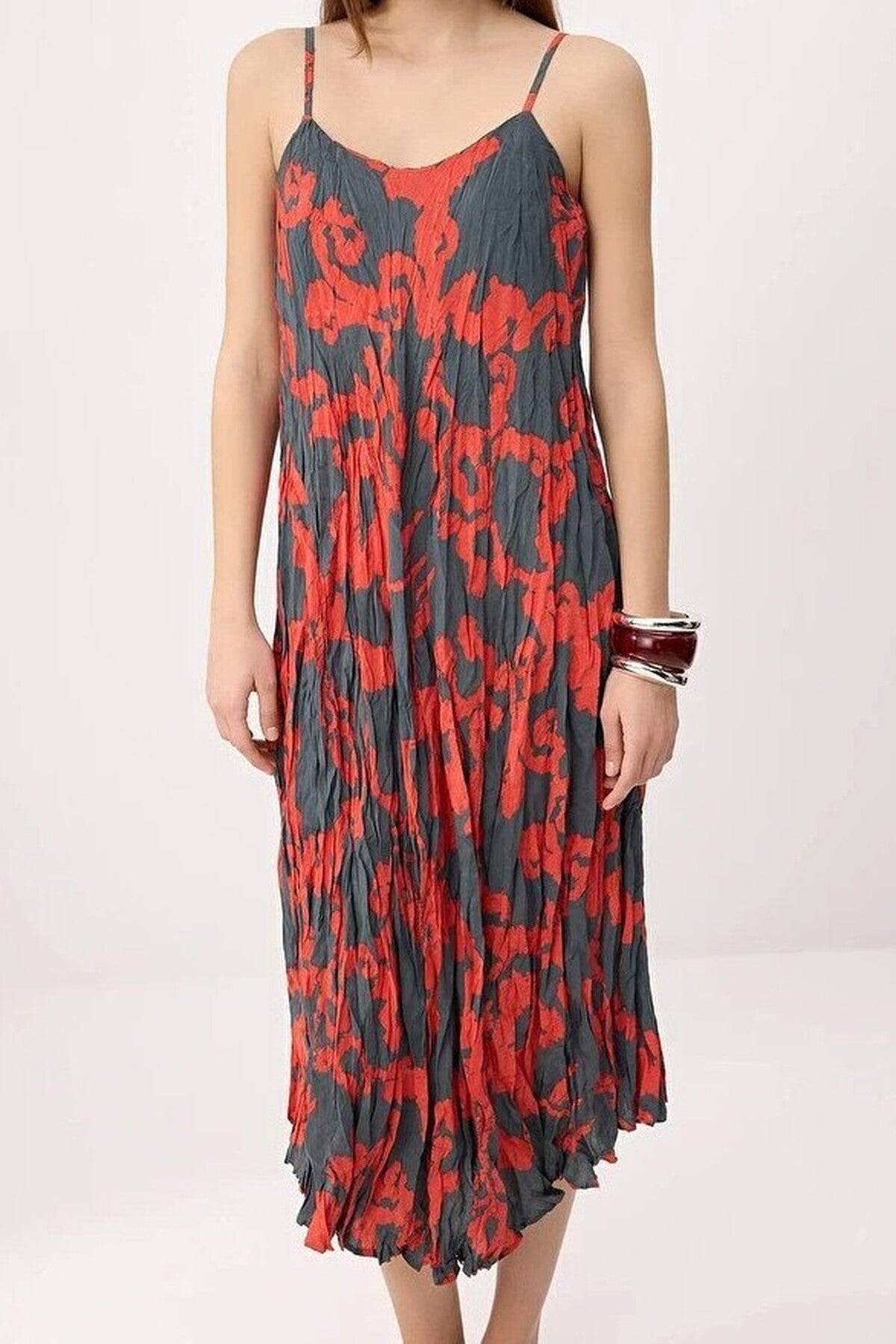 Strappy Floral Print Midi Dress