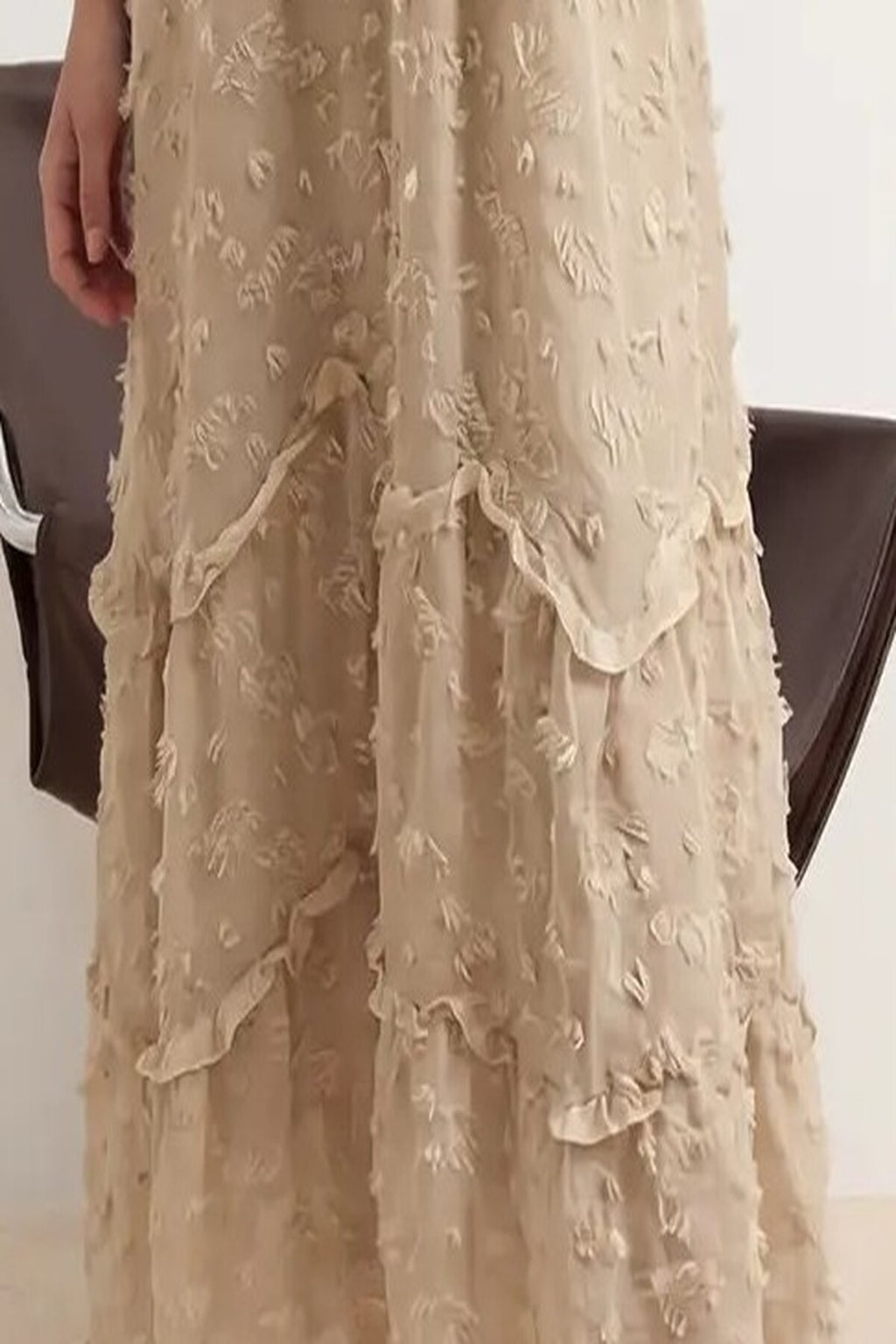 Fisherman Neck Strap Tiered Maxi Dress