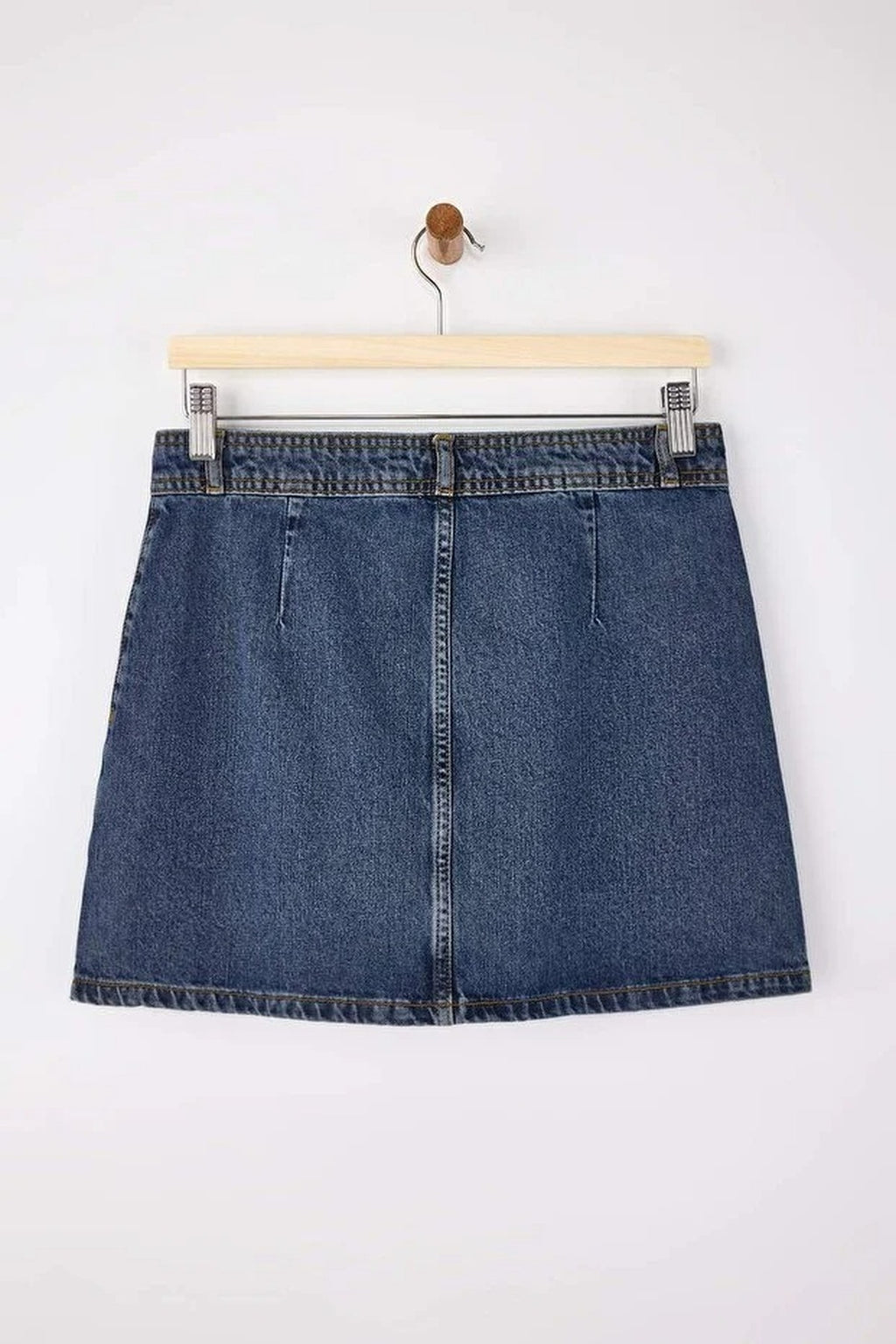 Button Detail Mini 100% Cotton Denim Skirt