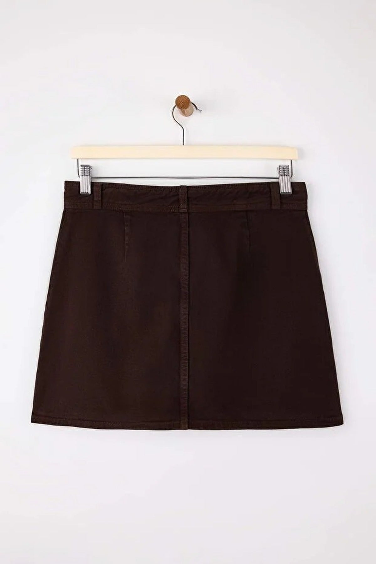 Button Detail Mini 100% Cotton Denim Skirt