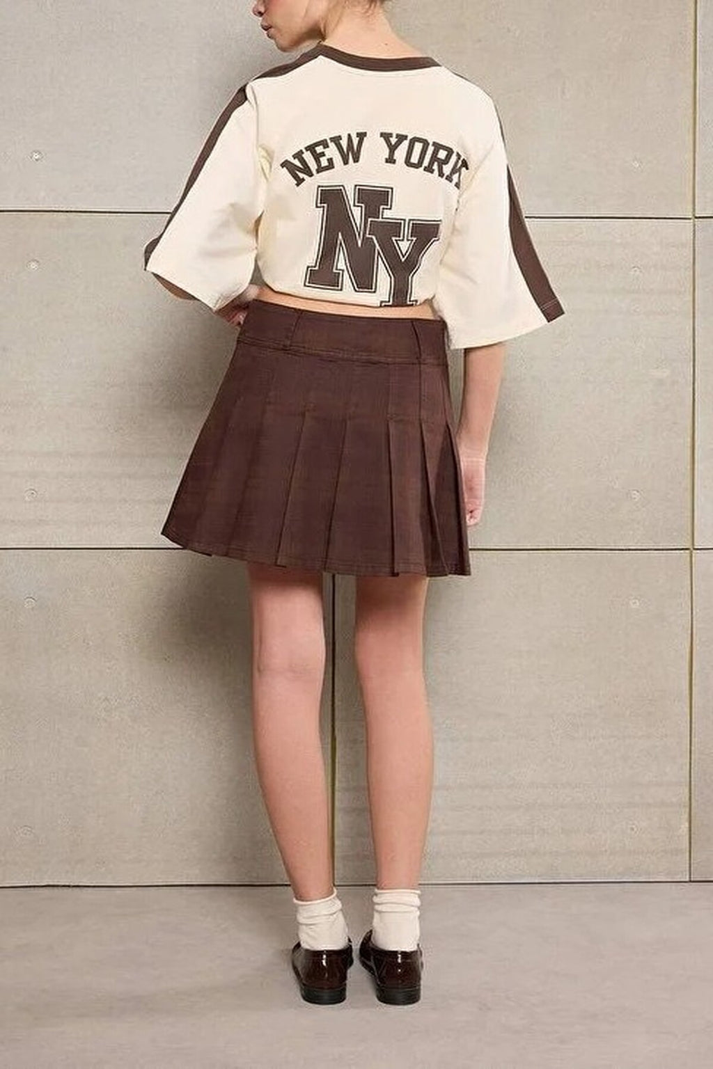 Pleated Mini Denim Skirt