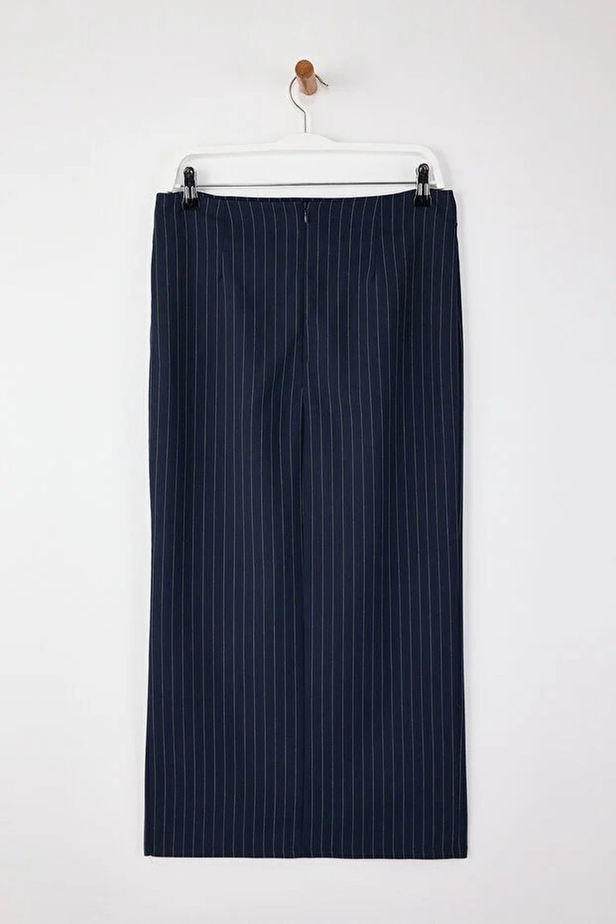 Striped Woven Long Pencil Skirt with Slit