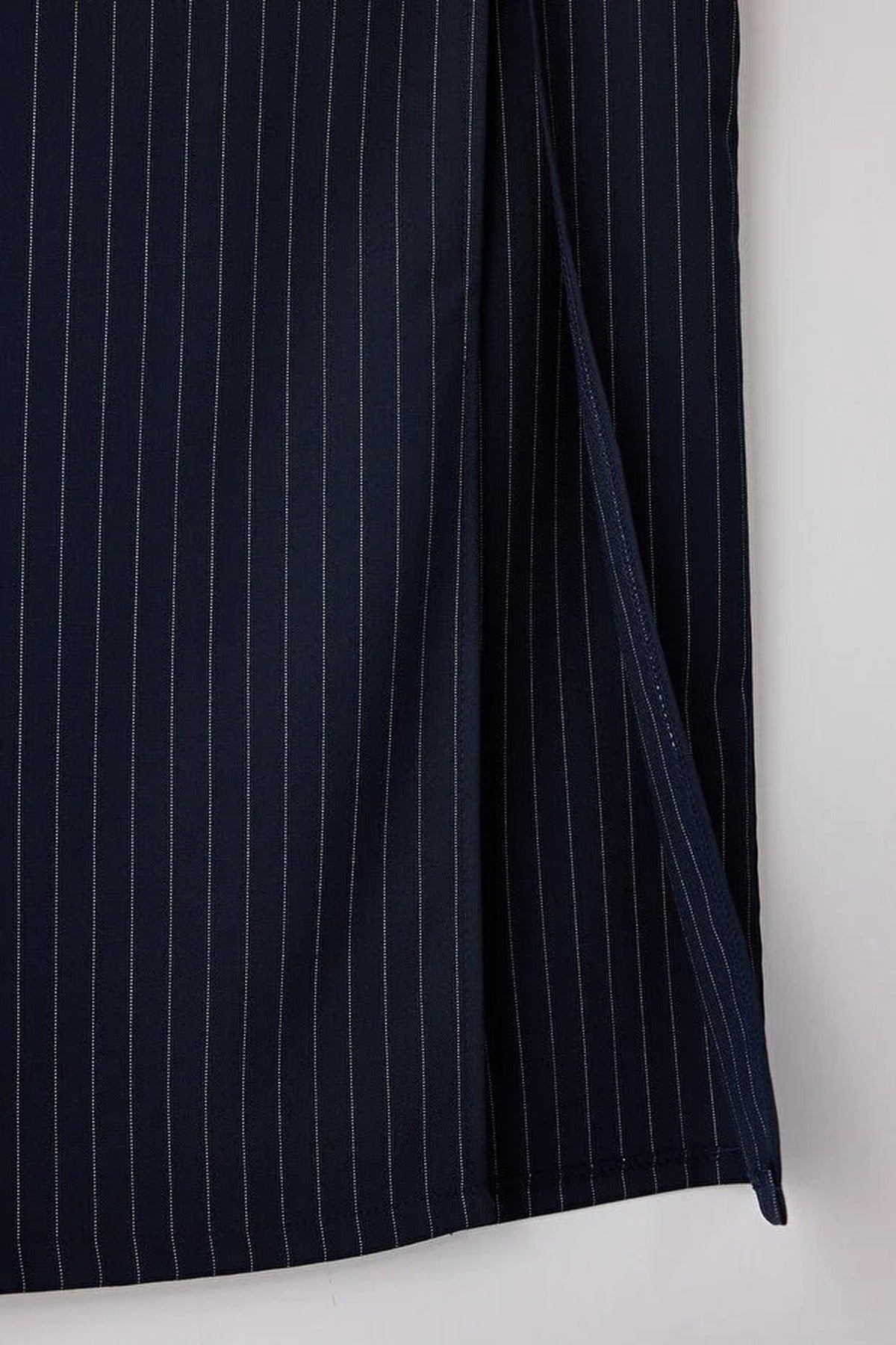 Striped Woven Long Pencil Skirt with Slit