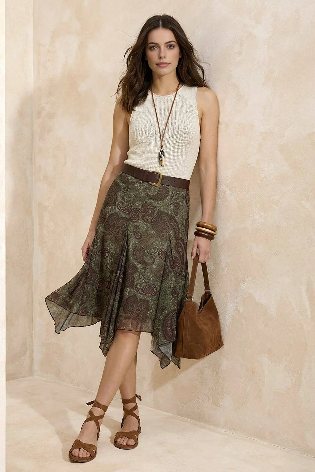 Floral A-Line Ruffled Regular Waist Midi Tulle Knit Skirt