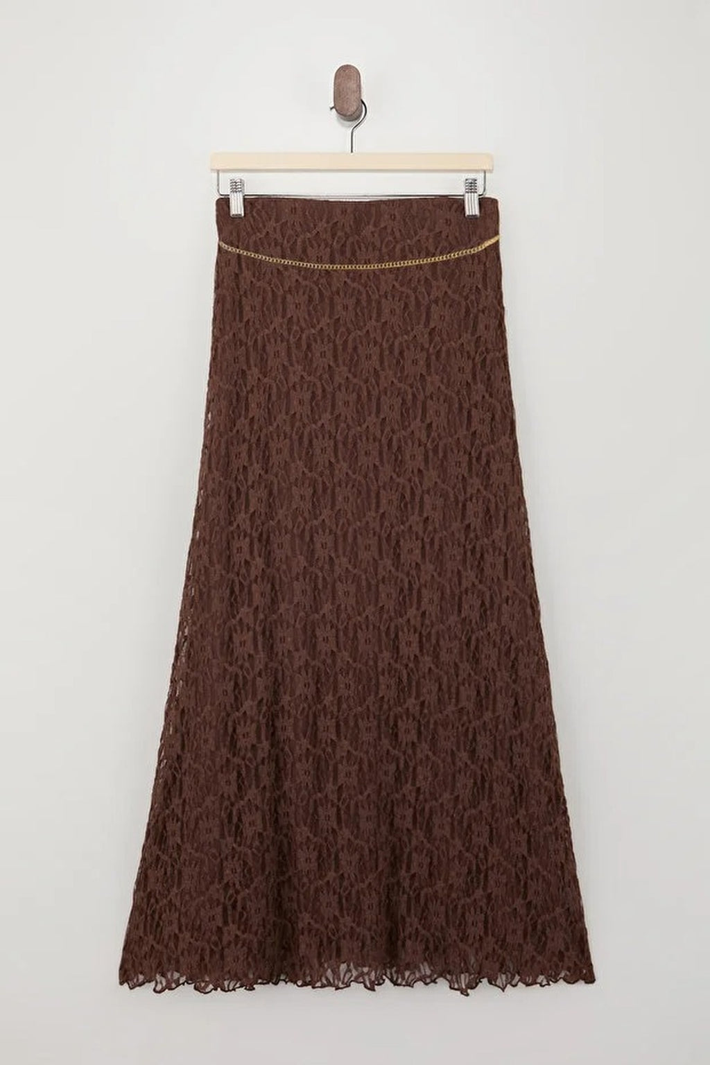 A-Line Belted Regular Waist Maxi Lace Knit Skirt