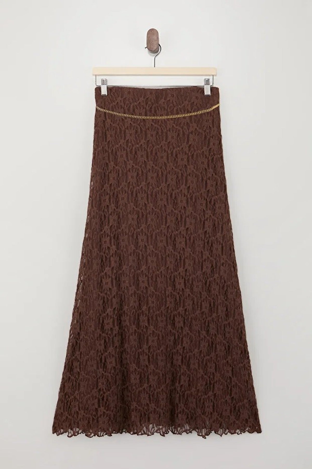 A-Line Belted Regular Waist Maxi Lace Knit Skirt