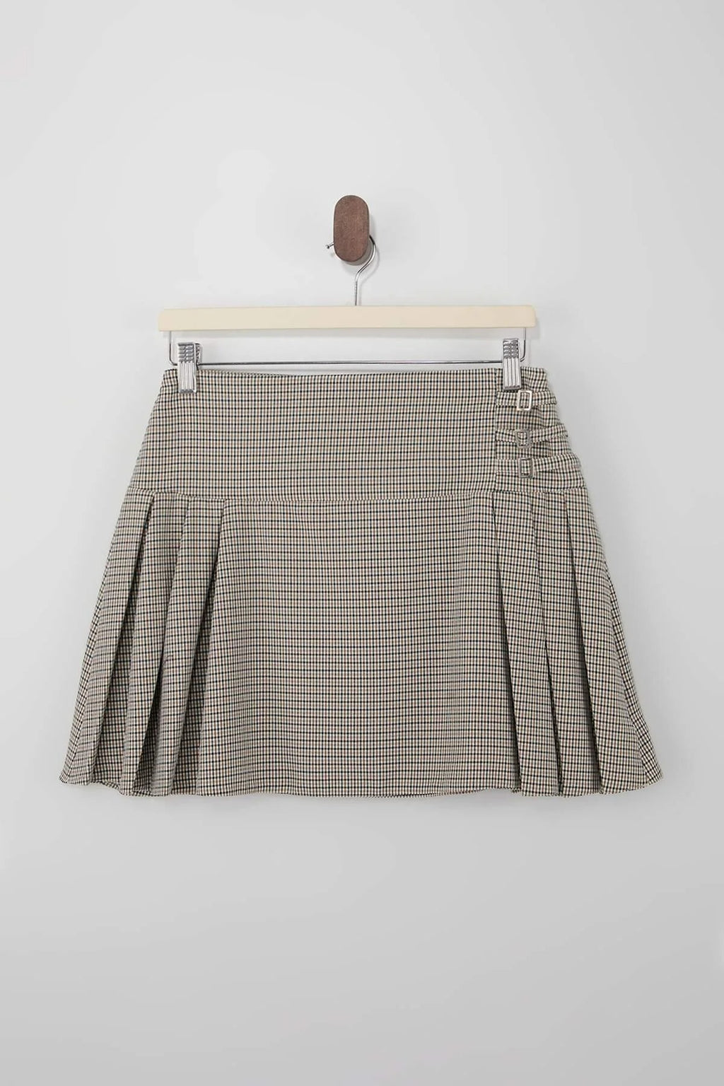 Pleat Detail Woven Mini Skirt