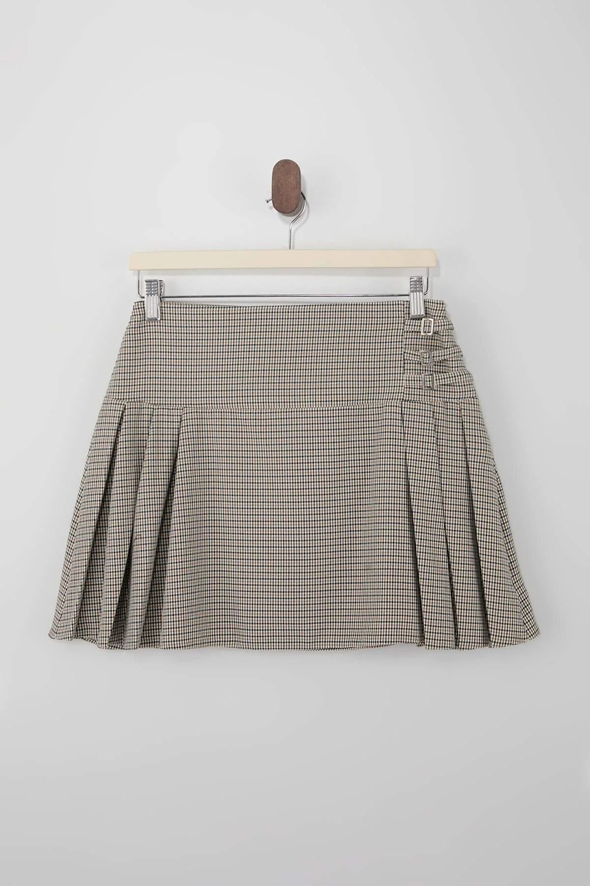 Pleat Detail Woven Mini Skirt