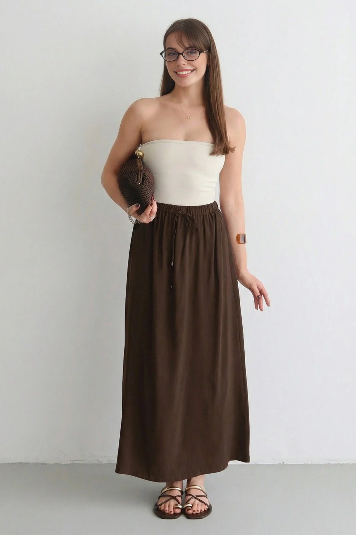 Modal Long Maxi Skirt with Elastic Waist