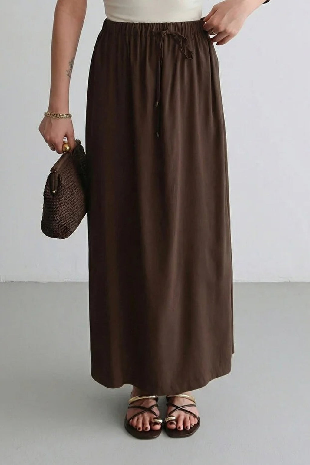 Modal Long Maxi Skirt with Elastic Waist