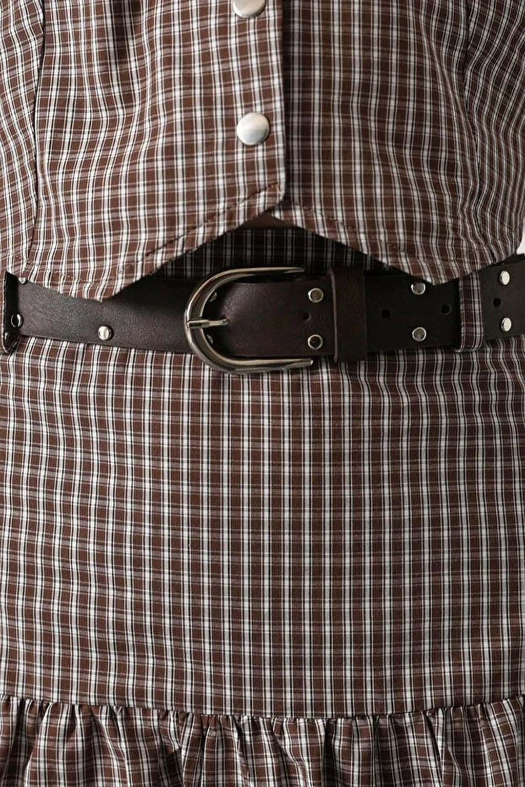Mini Plaid Belted Balloon Skirt