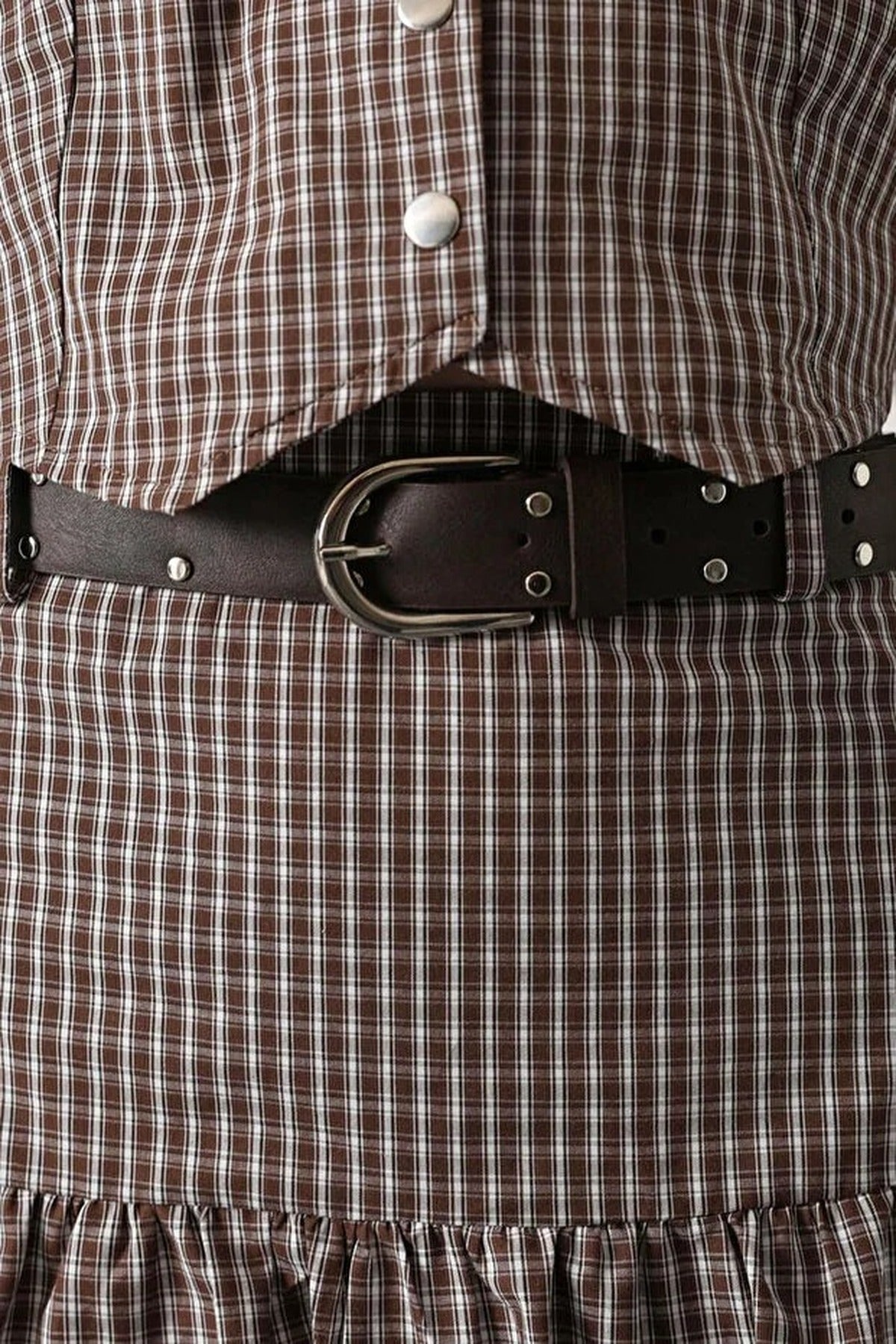 Mini Plaid Belted Balloon Skirt