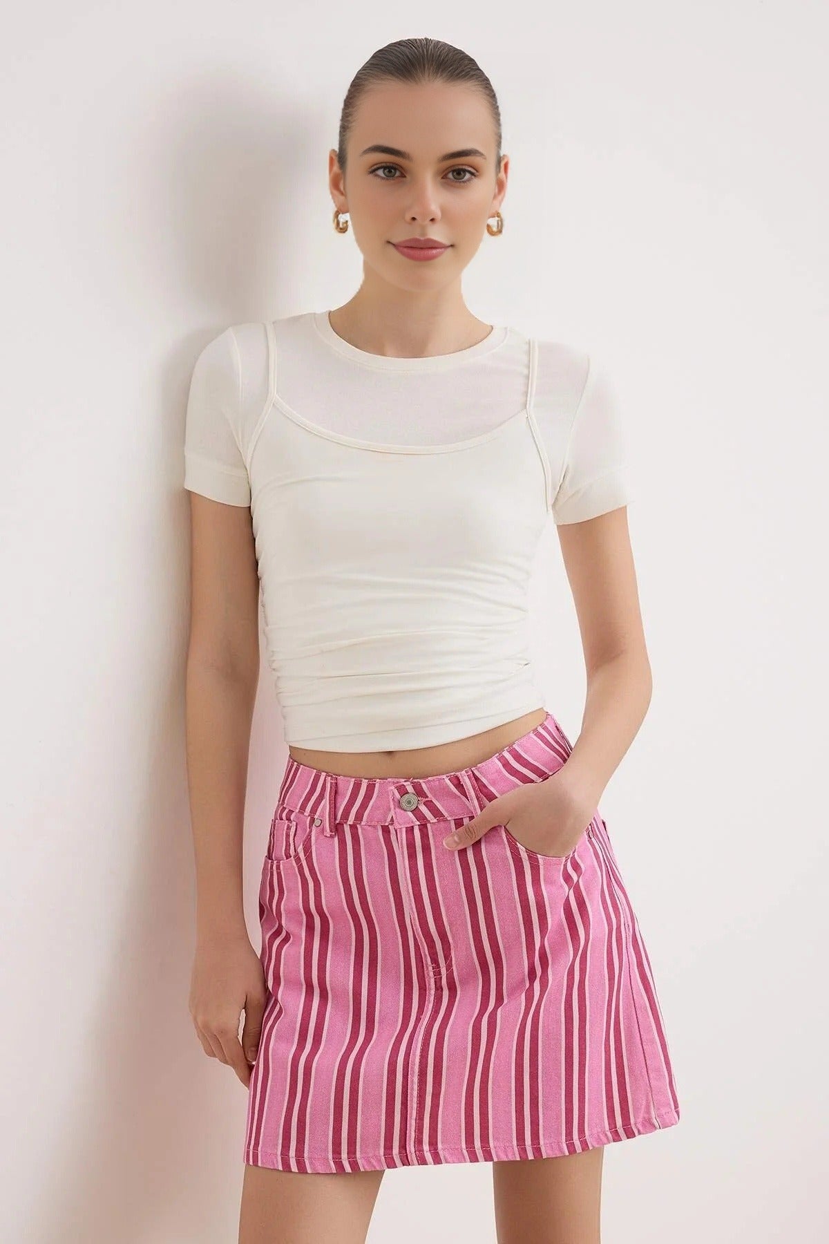 High Waist Mini Denim Skirt