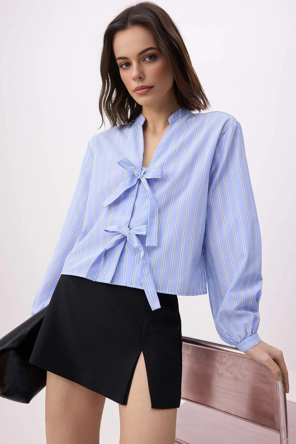 Striped Tie-Up Relaxed Fit Shirt