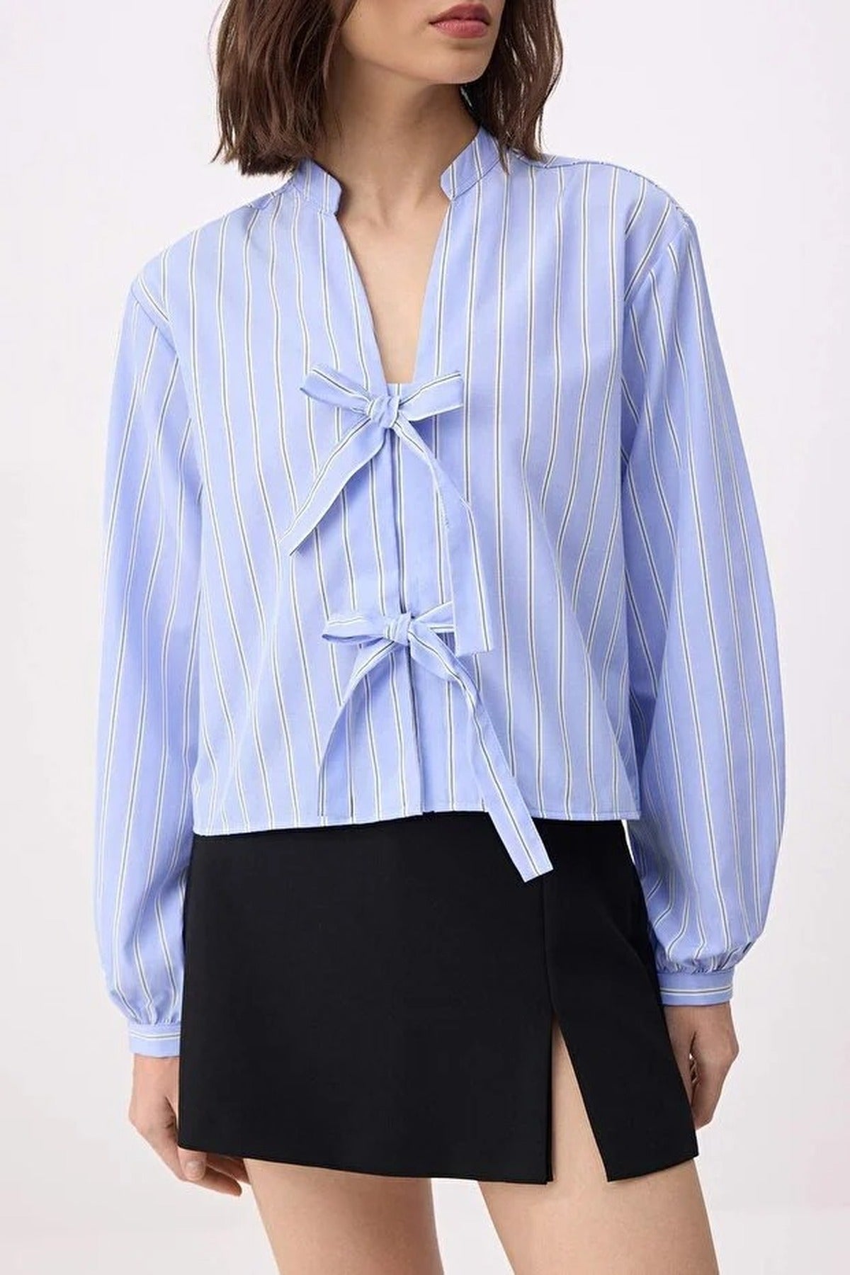 Striped Tie-Up Relaxed Fit Shirt