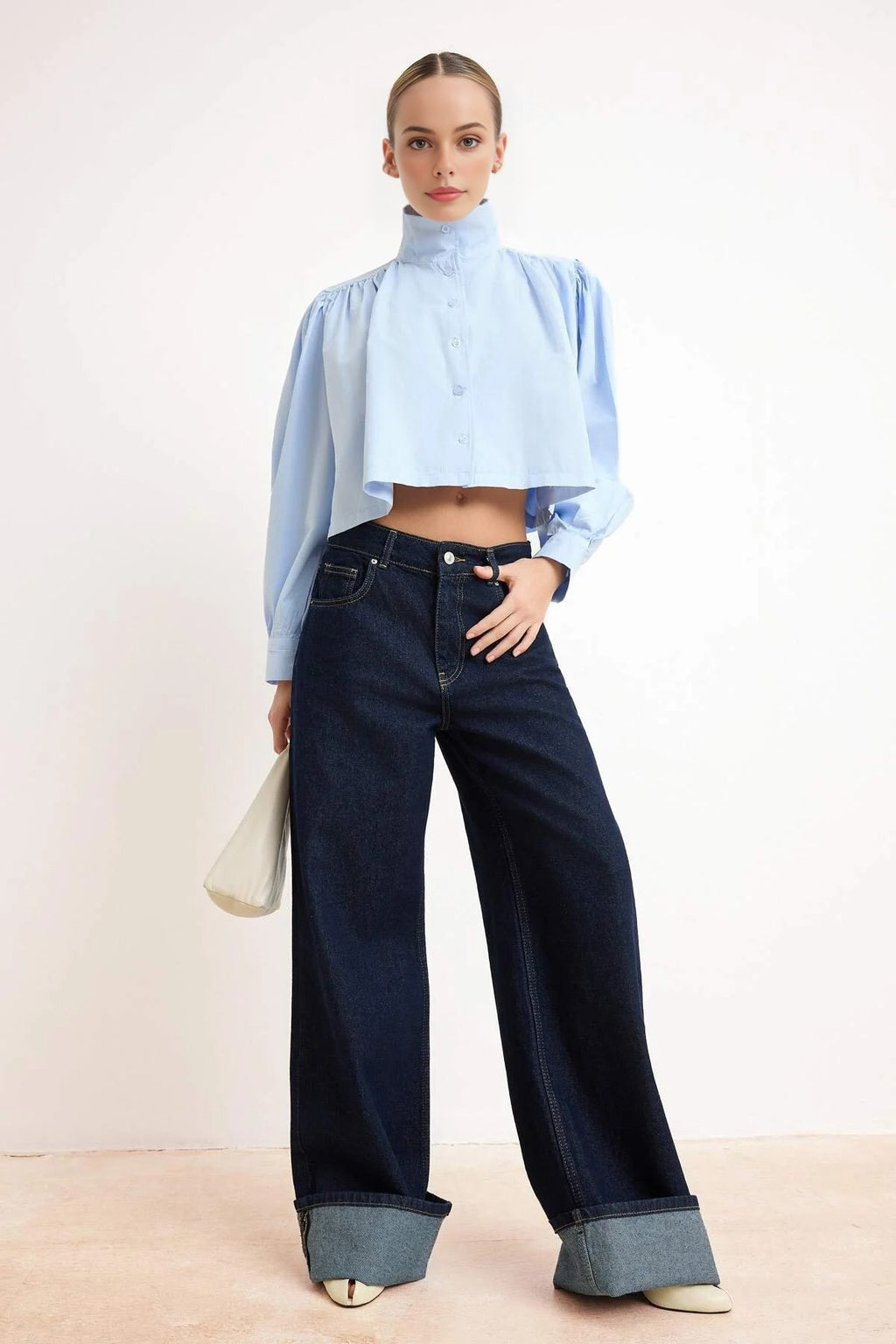 Gathered Crop Fit Shirt