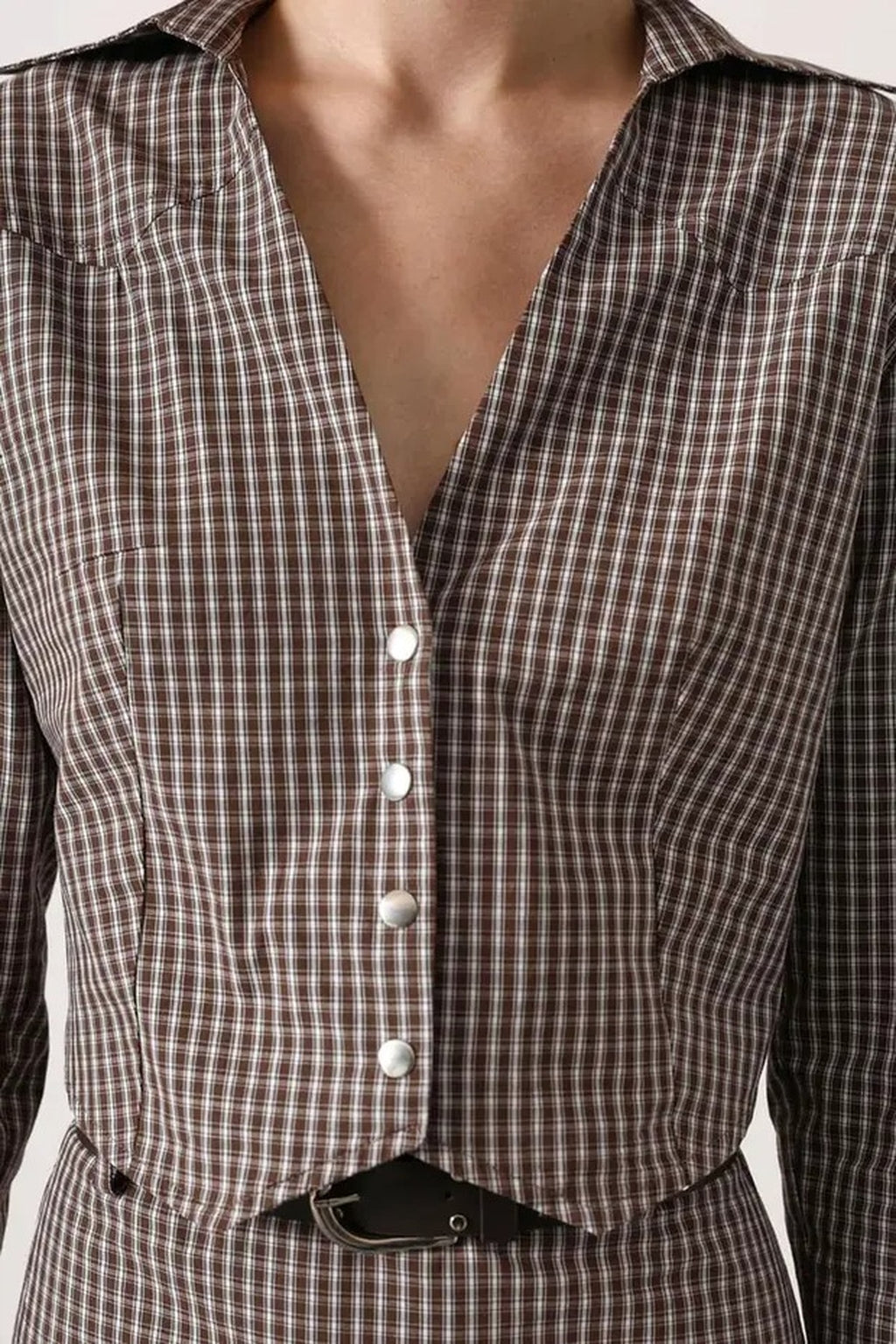 Mini Plaid Fitted Crop Shirt