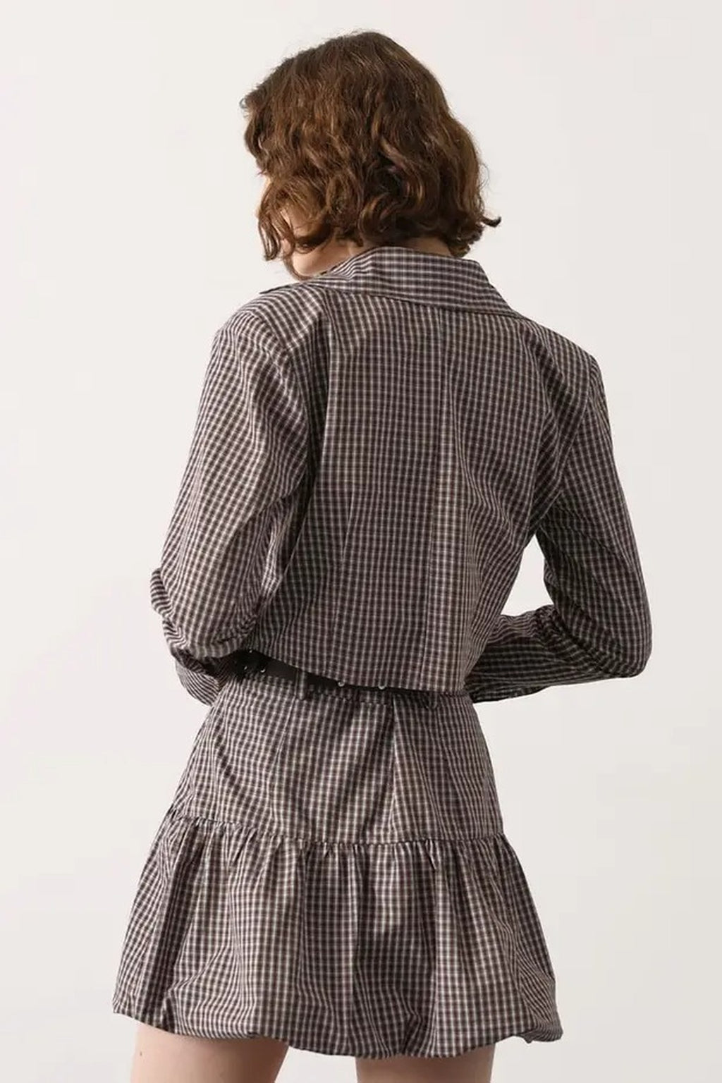 Mini Plaid Fitted Crop Shirt