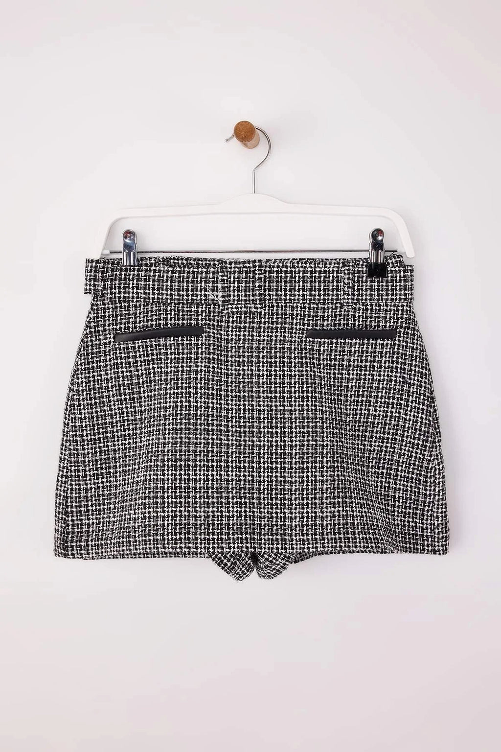 Belted Tweed Mini Short Skirt