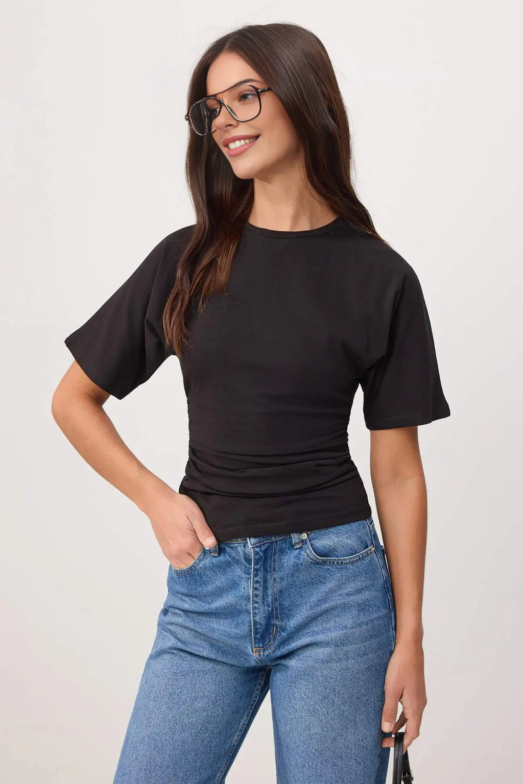 Wardrobe Essentials Fitted Short Sleeve Stretch Knit T-Shirt