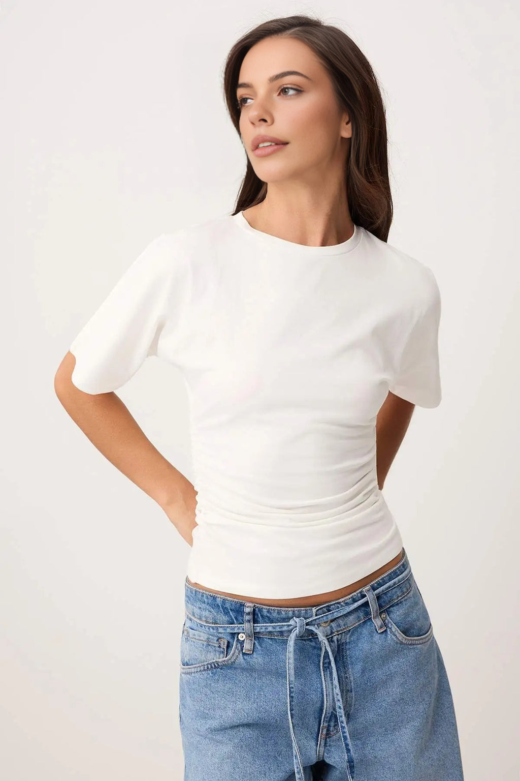 Wardrobe Essentials Fitted Short Sleeve Stretch Knit T-Shirt