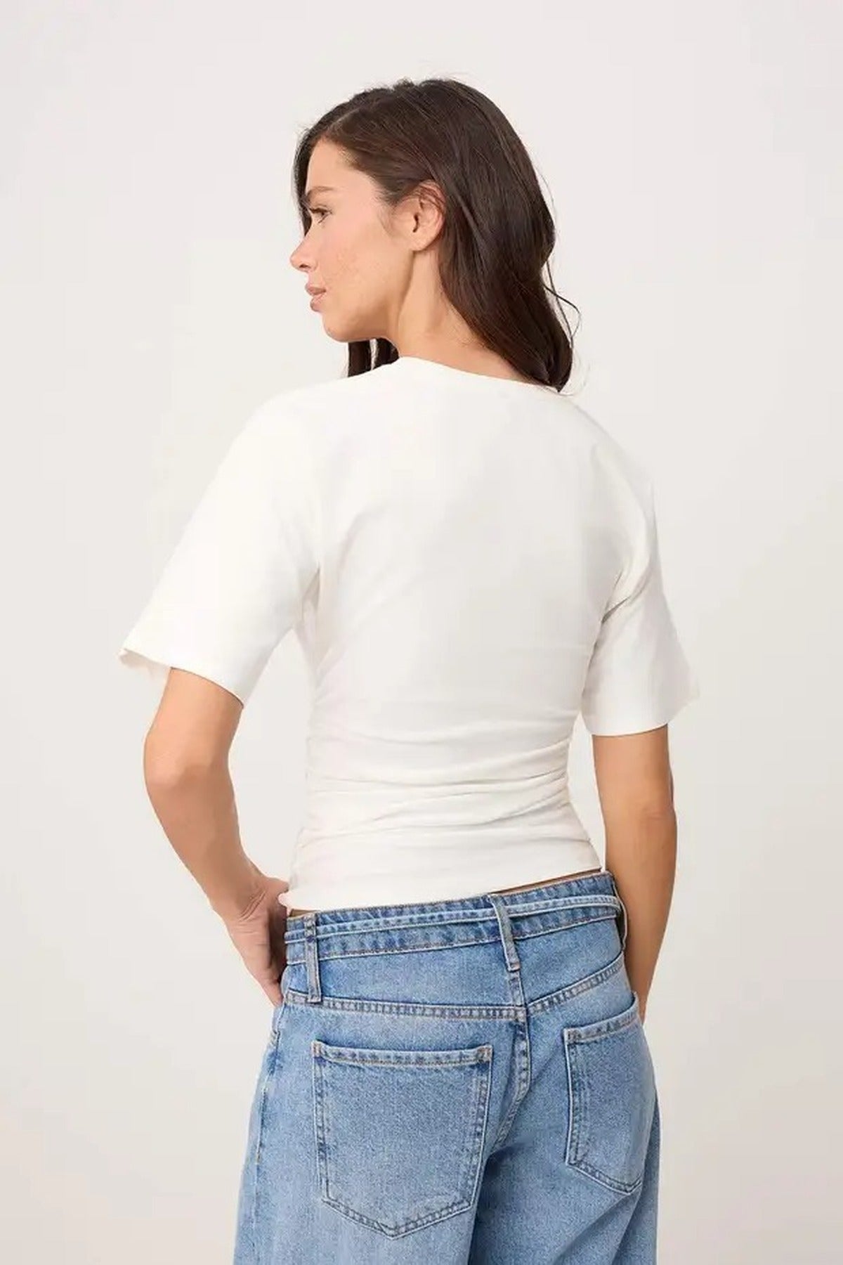 Wardrobe Essentials Fitted Short Sleeve Stretch Knit T-Shirt