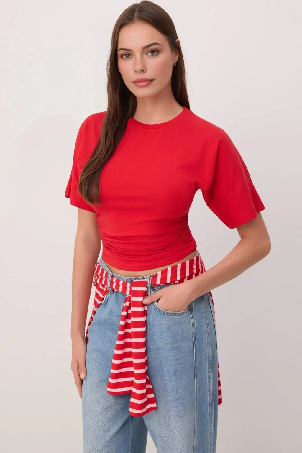 Wardrobe Essentials Fitted Short Sleeve Stretch Knit T-Shirt