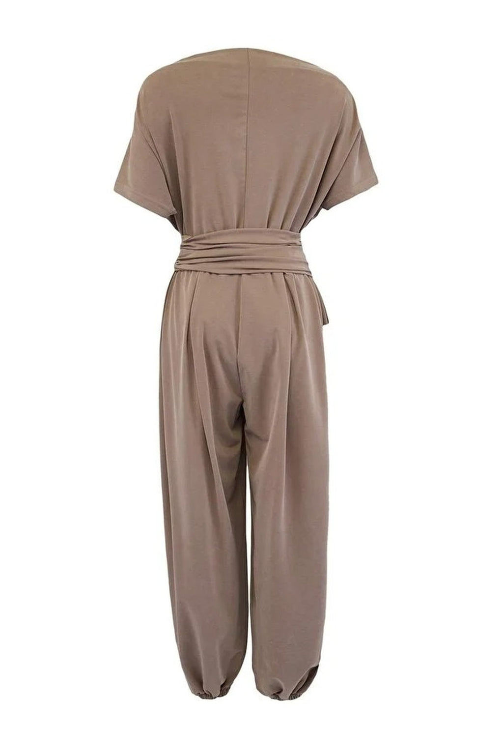 Boat Neck Belted Wide Leg Long Knitted Jumpsuit