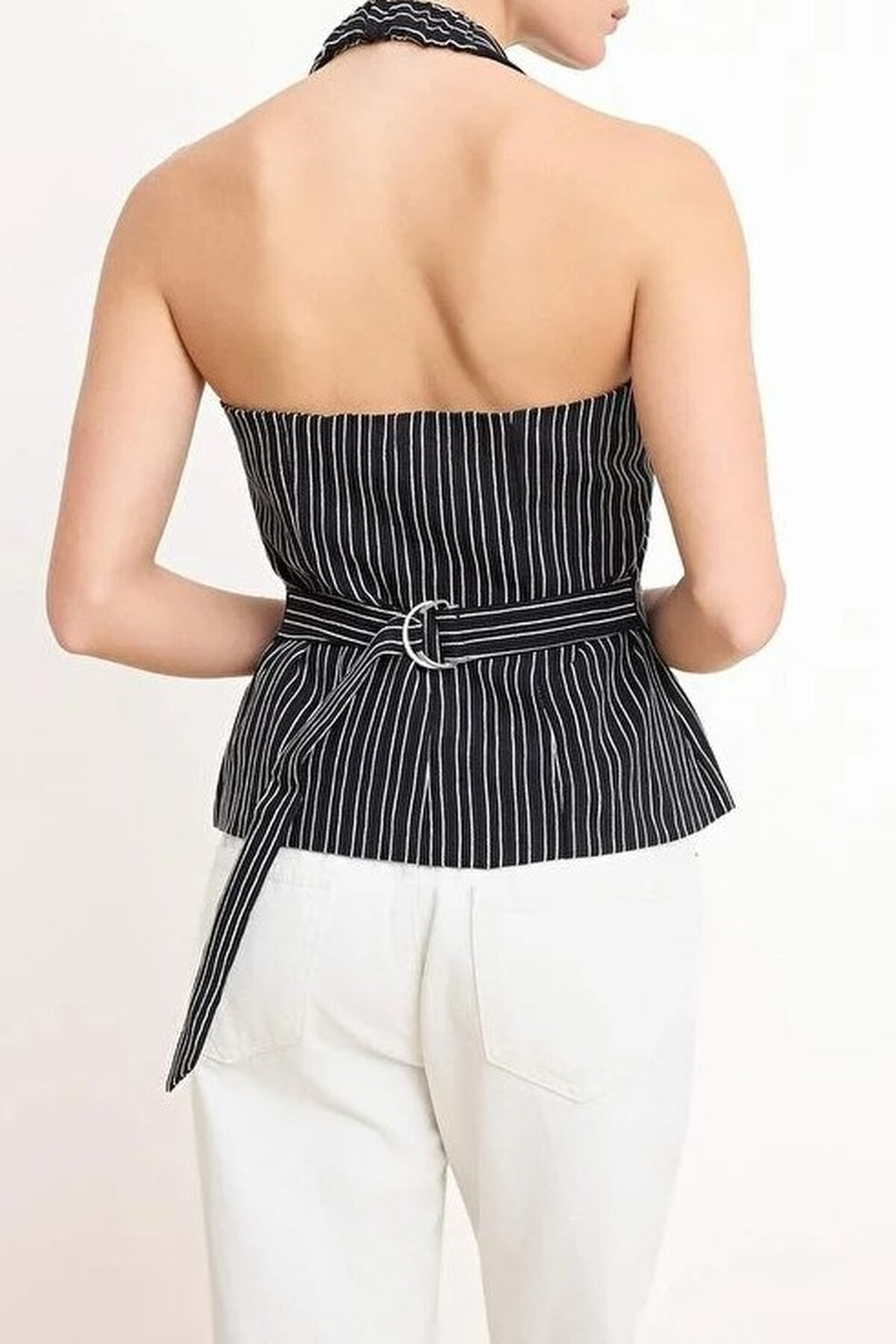 Striped Halter Neck Woven Vest