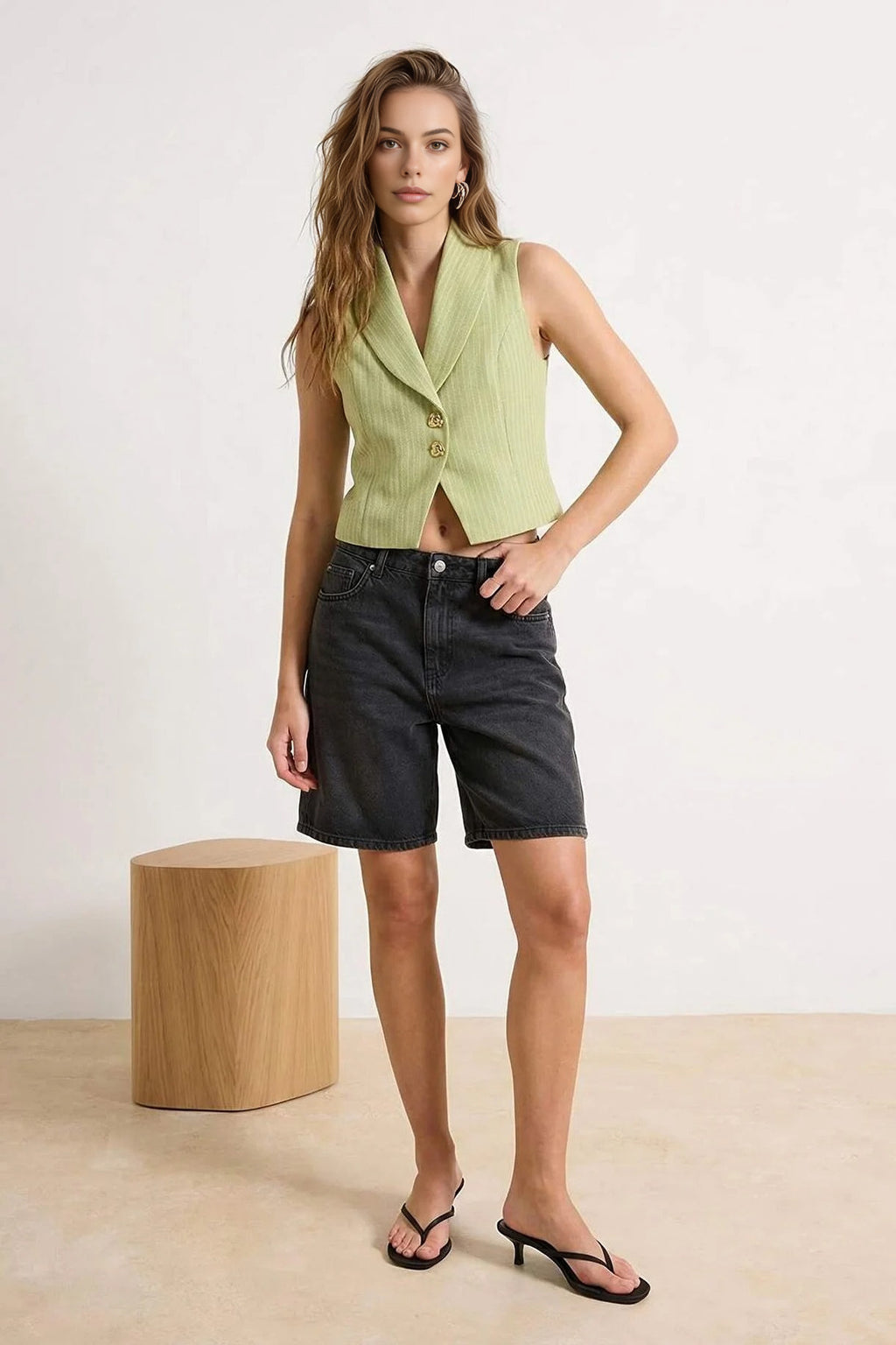 Lined Cotton Regular Vest with Accessory