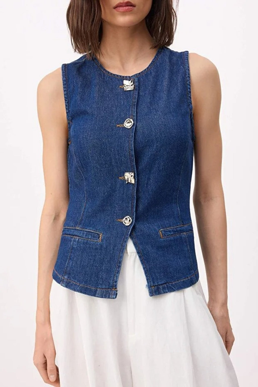 Fitted Denim Vest