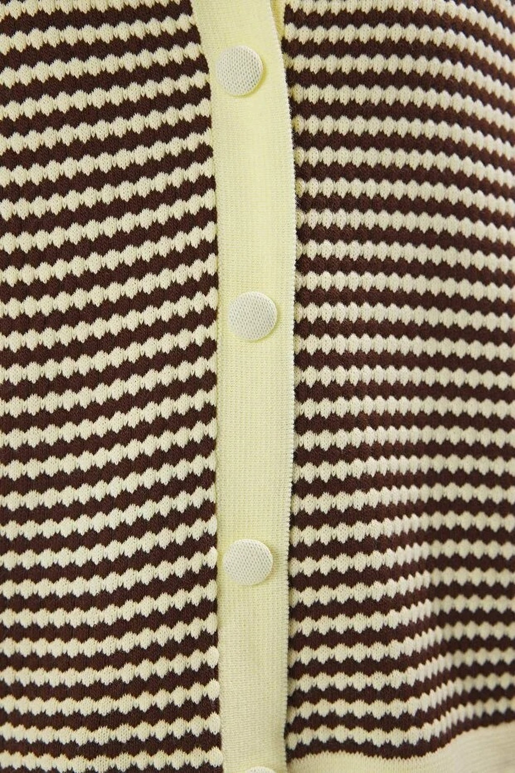 Striped Polo Neck Knit Mid-Length Blouse