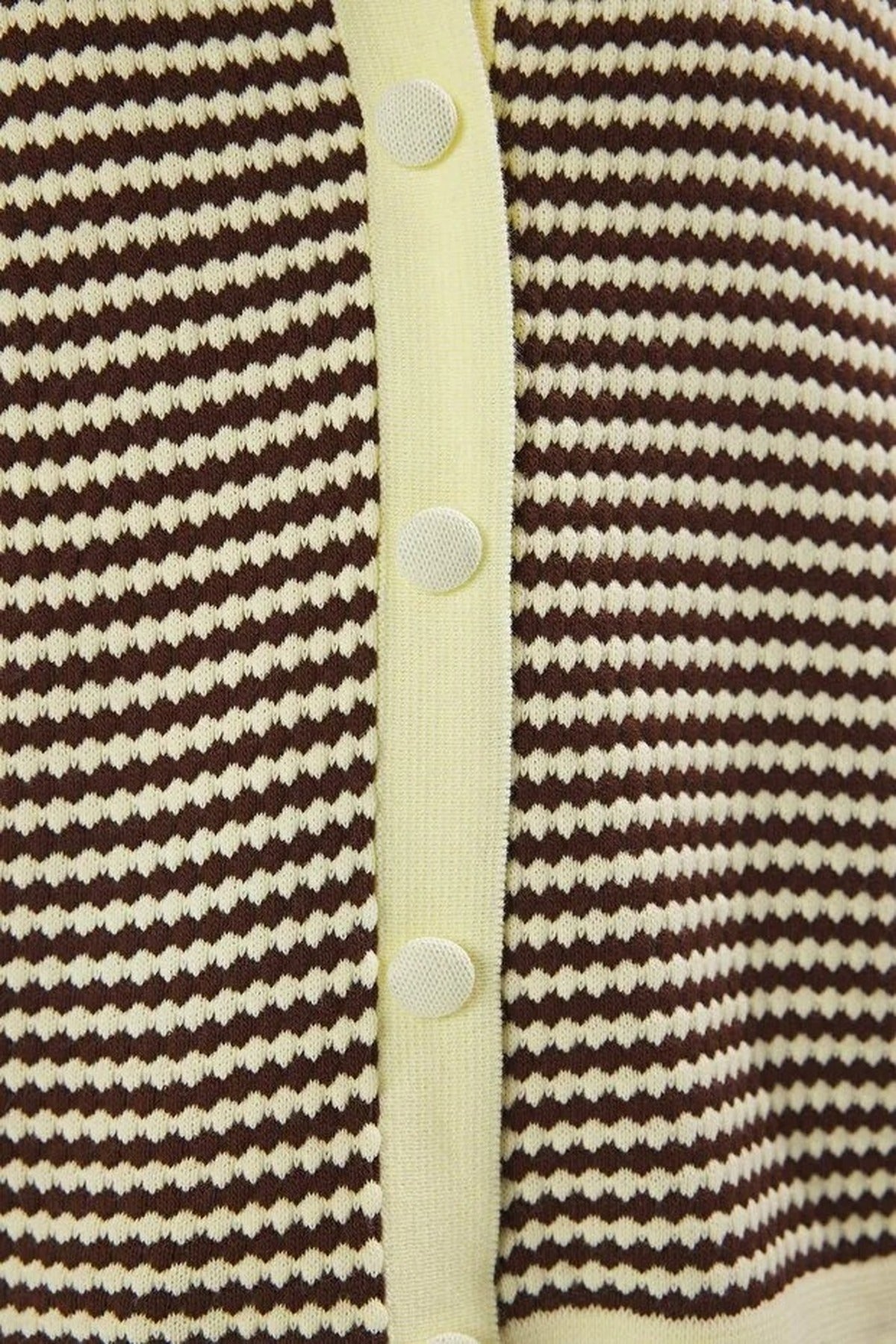 Striped Polo Neck Knit Mid-Length Blouse