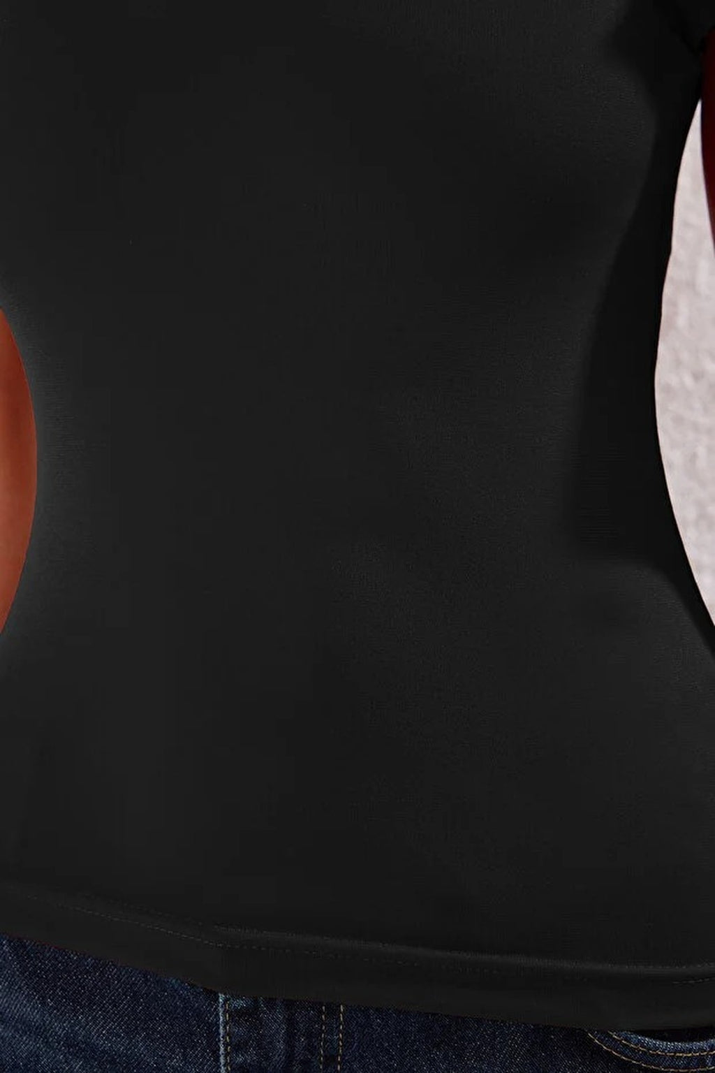 Knit Blouse with Asymmetrical Collar Tie Detail